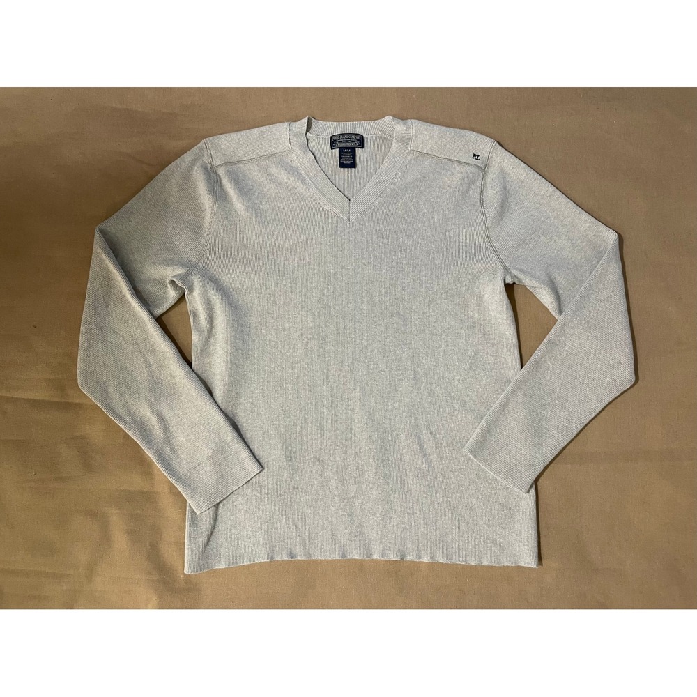Vintage Y2K Ralph Lauren Polo Jeans Company Sweater Men's Sz M Cream Ribbed Knit